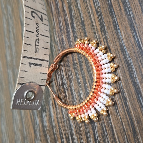 Beautifully handcrafted Myuki beaded hoop earrings hypoallergenic SS Rose Gold - Picture 5 of 5